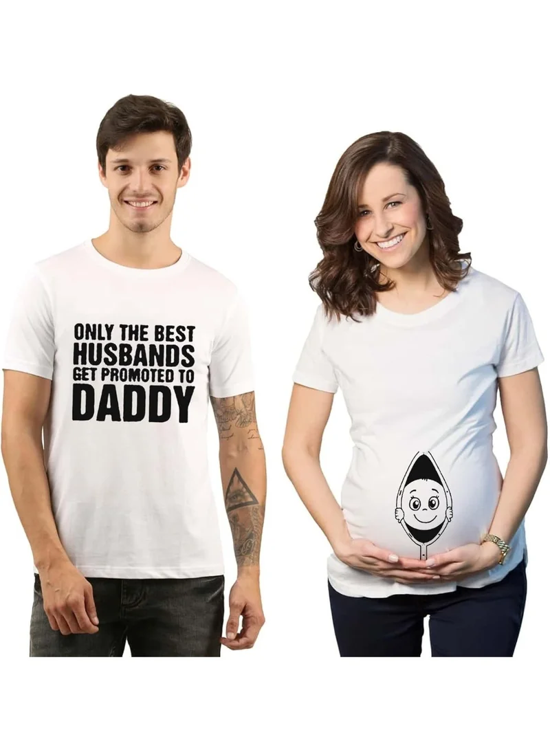 Matching Outfits - Only The Best Husbands Get Promoted To Daddy T-Shirts for Men & Women, Funny Pregnancy Reveal Shirt for Dad & Mom, Soft Cotton Couple Outfit