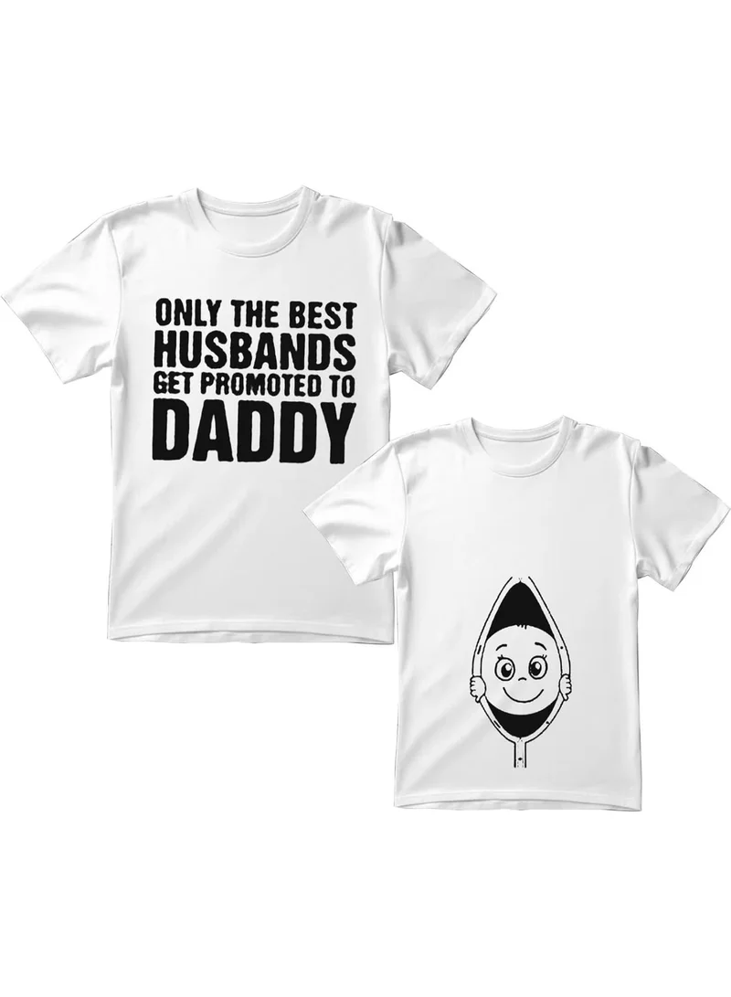Matching Family Outfits Matching Outfits - Only The Best Husbands Get Promoted To Daddy T-Shirts for Men & Women, Funny Pregnancy Reveal Shirt for Dad & Mom, Soft Cotton Couple Outfit