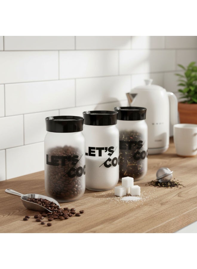 كلوكس طقم مرطبان زجاج 1 ليتر 10X10X19,5 سم  3 حبة لتخزين وتنظيم التوابل والبقوليات والبهارات في المطبخ - Image 1