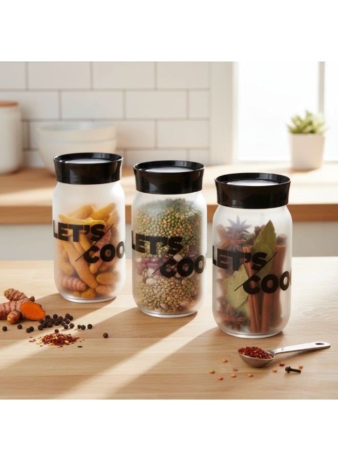 كلوكس طقم مرطبان زجاج 1 ليتر 10X10X19,5 سم  3 حبة لتخزين وتنظيم التوابل والبقوليات والبهارات في المطبخ - Image 4