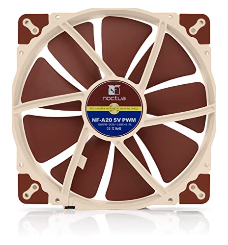 Noctua NF-A20 5V PWM, Premium Quiet Fan with USB Power Adaptor Cable, 4-Pin, 5V Version (200x30mm, Brown) - Image 5