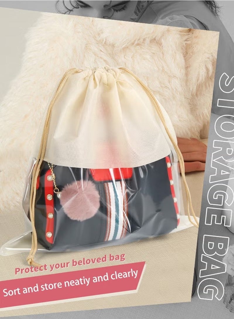 10 Pack Travel Shoe Handbag Waterproof Dust Bags,45cmx45cm Non-Woven Fabric Dustproof Drawstring Breathable Clear Window Dust Cover Storage Bags Handbag Storage Shoe Pouch Organizer for Men and Women  - Image 3