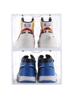 1Chase 2 PC Stackable Transparent Shoe Storage Box, Front Open  - Image 1