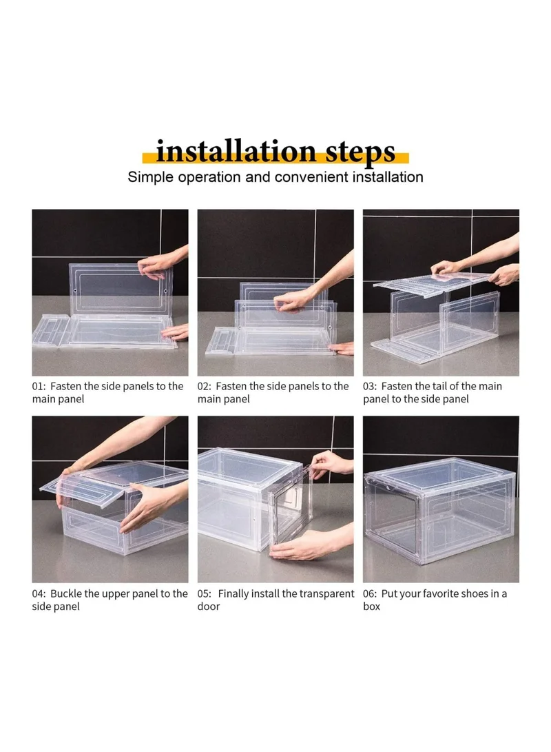 1Chase 2 PC Stackable Transparent Shoe Storage Box, Front Open