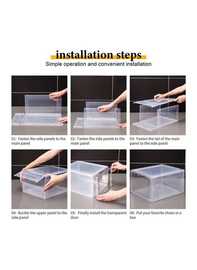 1Chase 2 PC Stackable Transparent Shoe Storage Box, Front Open