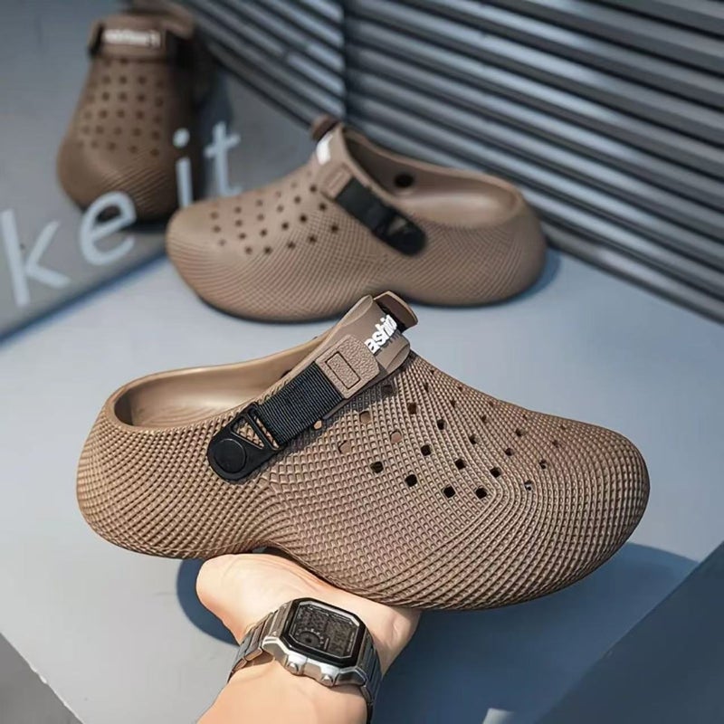 2026 New 3D Printed Men's Clogs, Thick Platform Height Increasing Two-Wear Hole Shoes, Breathable Non-Slip Outdoor Casual Garden Sandals - Image 1
