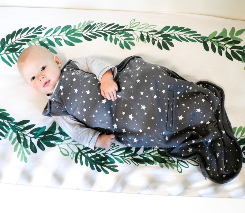 Woolino Merino Wool and Organic Cotton Ultimate Sleep Sack - 4 Season - Two-Way Zipper Adjustable Sleeping Bag - Universal Size Sleep Sack for Baby (2-24 Months) - Star Gray - Image 4