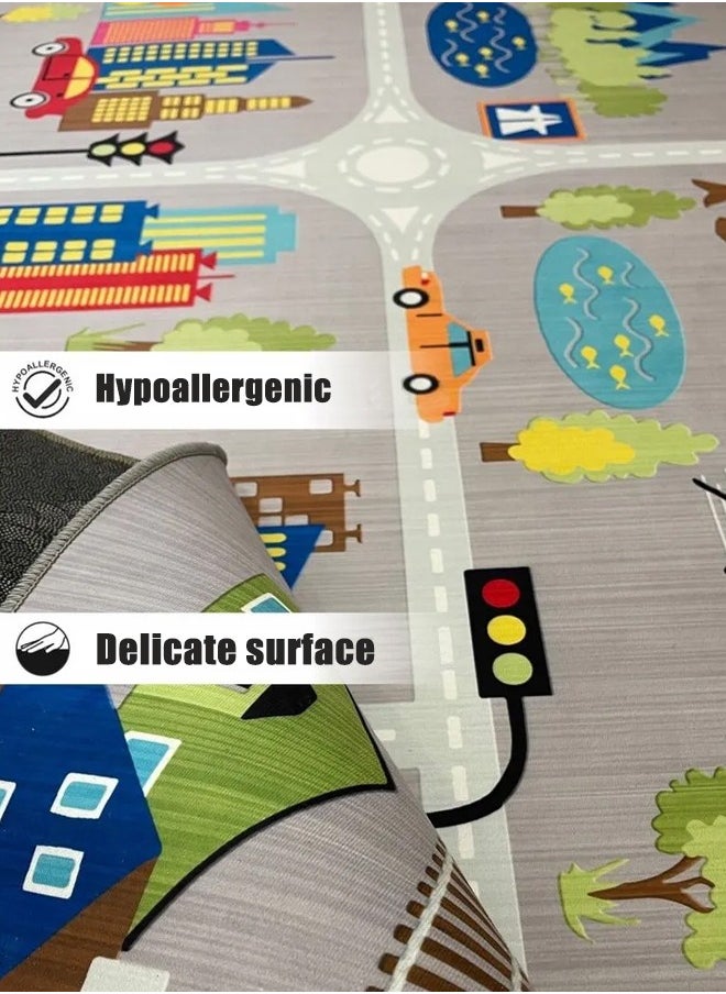 Optico - Kids Carpet Playmat Rug,Kids Rug Play Mat for Toy Cars, 120CMx160CM Kids Educational Rug City Life Road Traffic Educational Carpet,Have Fun Throw Rug,Non-Slip Nursery Rug Kid Rug Play Learn Area Rugs with Rubber Backing for Boy and Girl Bedroom - Image 1