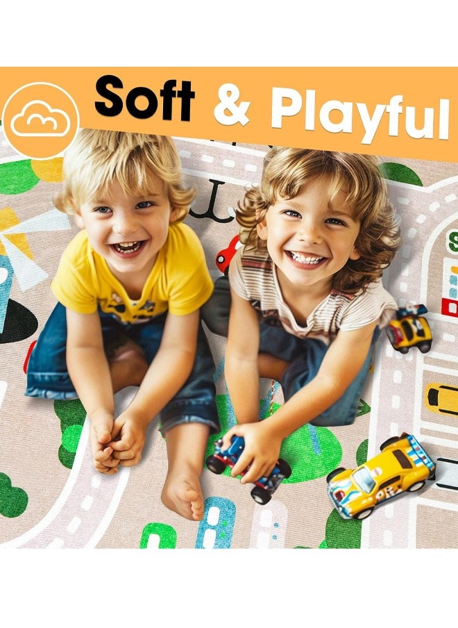 Optico - Kids Carpet Playmat Rug,Kids Rug Play Mat for Toy Cars, 120CMx160CM Kids Educational Rug City Life Road Traffic Educational Carpet,Have Fun Throw Rug,Non-Slip Nursery Rug Kid Rug Play Learn Area Rugs with Rubber Backing for Boy and Girl Bedroom - Image 1