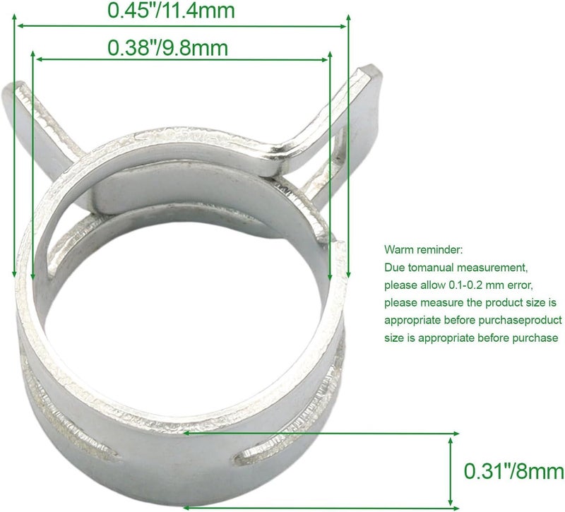 Rierdge 20 Pcs 3/8" ID Spring Band Type Clamps, 10mm Fuel Hose Clamps Fasteners, Silver Spring Hose Clip for Fuel Hose Line Water Pipe Air Tube Silicone Hose - Image 2
