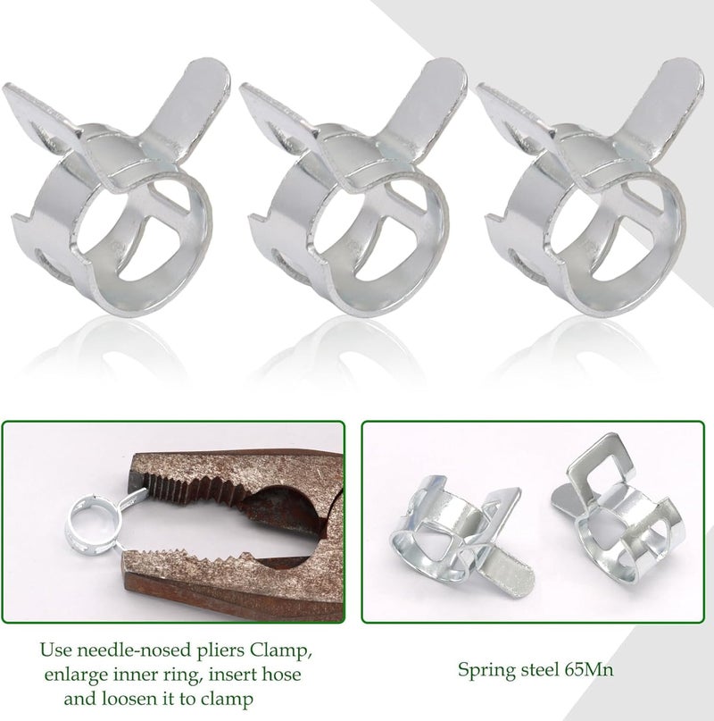 Rierdge 20 Pcs 3/8" ID Spring Band Type Clamps, 10mm Fuel Hose Clamps Fasteners, Silver Spring Hose Clip for Fuel Hose Line Water Pipe Air Tube Silicone Hose - Image 4