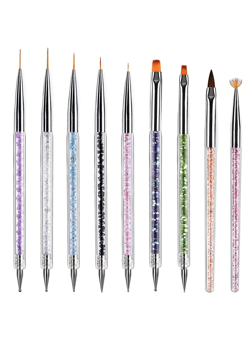ORiTi 9PCS Nail Brushes for Nail Art with Nail Liner Brush and Nail Dotting Pens for Home Use and Professional Nail Salon - Image 1