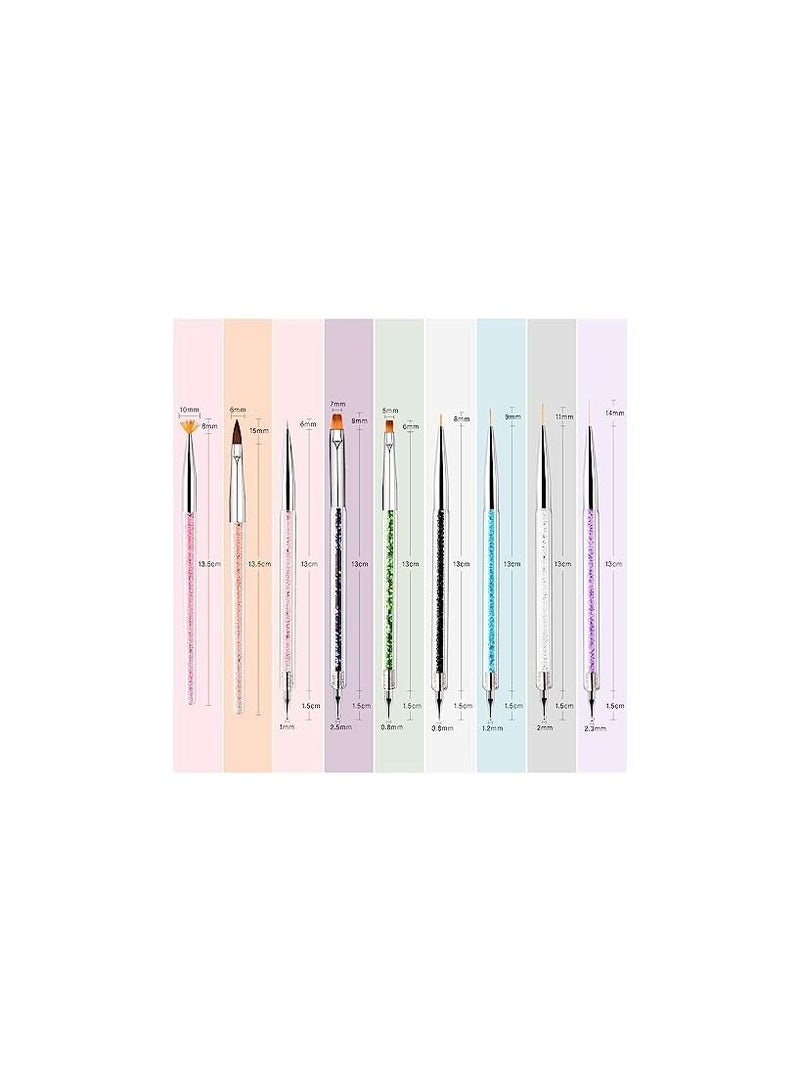 ORiTi 9PCS Nail Brushes for Nail Art with Nail Liner Brush and Nail Dotting Pens for Home Use and Professional Nail Salon - Image 2