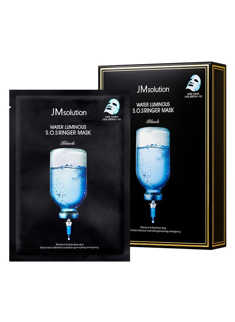 JM SOLUTION - JMsolution Water Luminous S.O.S Ringer Mask Black - Korean Skin care-Rich Hydrated Smooth Moisture -10 sheets for All Skin type - Image 1