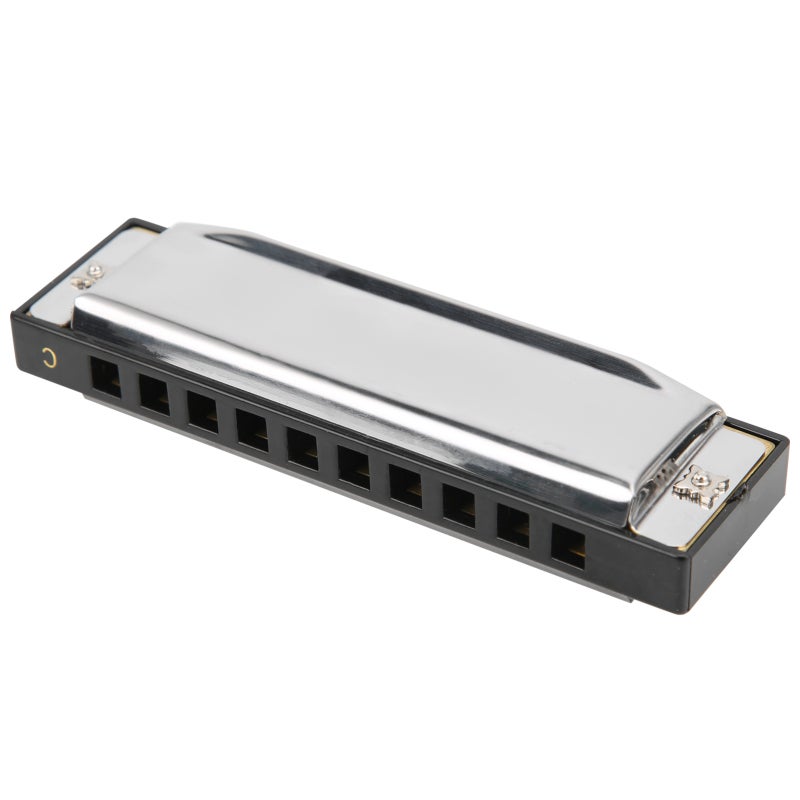 C Key 10-Hole Harmonica: Brass Chrome-Plated, Durable Rust-Resistant, Pure Clear Layered Sound - Comfortable Air-Tight Design, 20-Note for Beginners Adults Children Musical Learning Or Performance Gif - Image 1