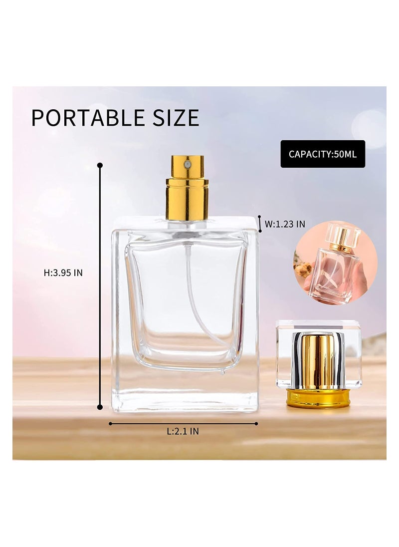 Excefore - Spray Bottles 2Pcs 50ml/1.69 Oz Square Empty Frosted Glass Spray Bottles Perfume Atomizer Refillable Fine Mist Spray Empty Perfume Bottles for Essential Oils Makeup Toner Lotion (Transparent) - Image 1