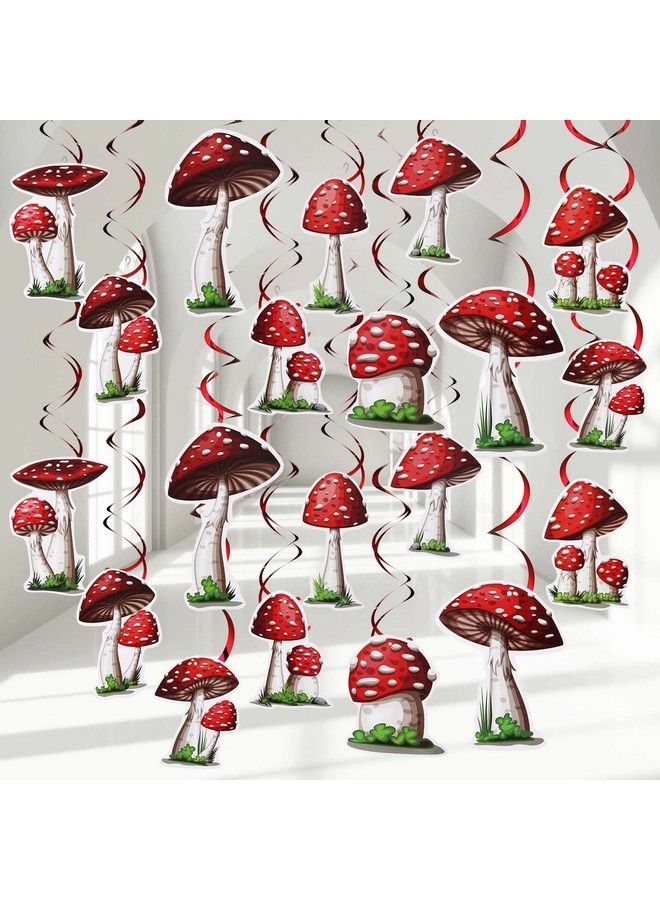 Hanaive 30 Pieces Mushroom Hanging Swirls Ceiling Streamers Decorations Mushroom Party Supplies Wonderland Party Foil Swirls Wall Decor For Baby Shower Birthday Party Favor Supplies - Image 2