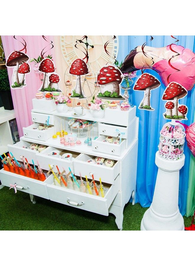 Hanaive 30 Pieces Mushroom Hanging Swirls Ceiling Streamers Decorations Mushroom Party Supplies Wonderland Party Foil Swirls Wall Decor For Baby Shower Birthday Party Favor Supplies - Image 3