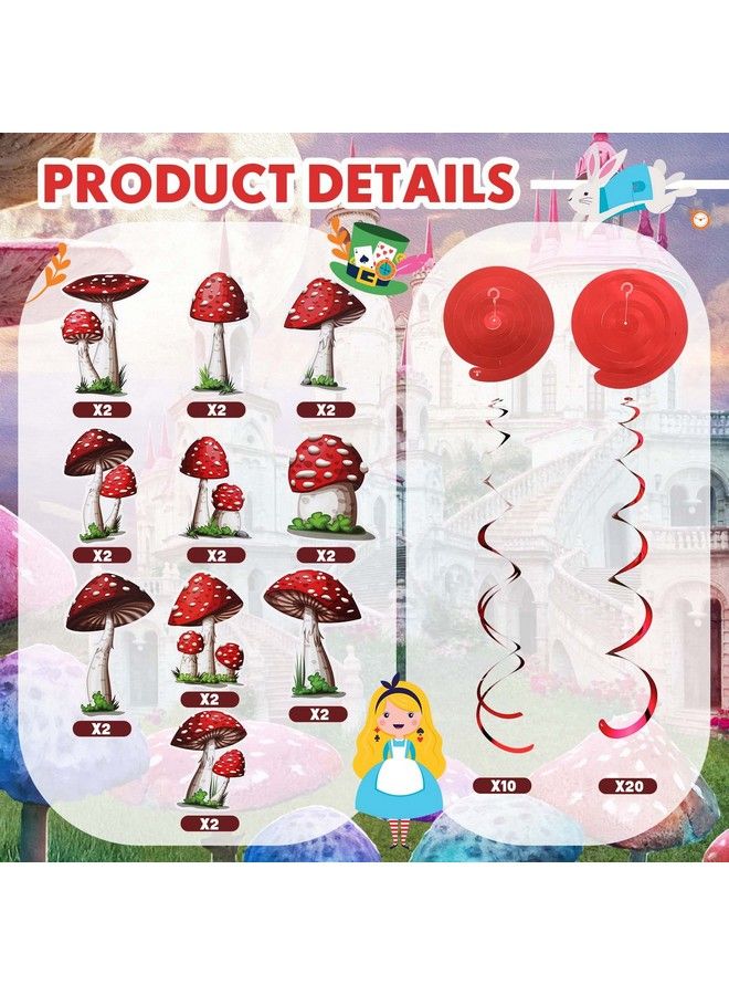Hanaive 30 Pieces Mushroom Hanging Swirls Ceiling Streamers Decorations Mushroom Party Supplies Wonderland Party Foil Swirls Wall Decor For Baby Shower Birthday Party Favor Supplies - Image 4