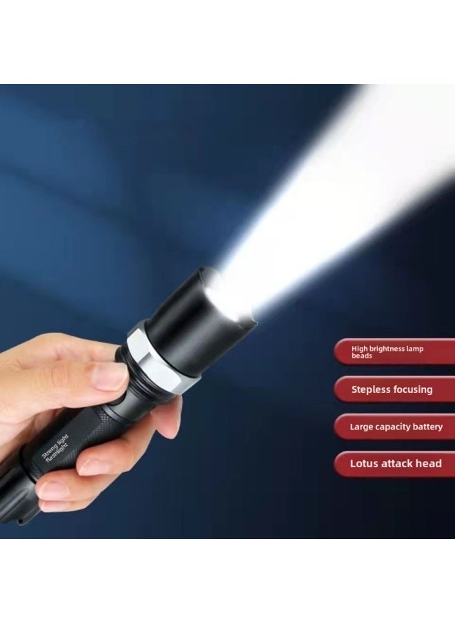 Generic Lithium Battery Rechargeable Flashlight Super Bright Long-range Strong Light Zoom Focusing Multifunctional Student Home Outdoor-Color:[Classic Single] No Battery Charger  - Image 3