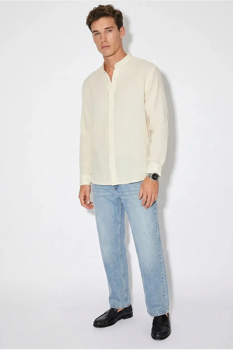 بيانكو لوتشي LUCCI Oversized Mandarin Collar Shirt