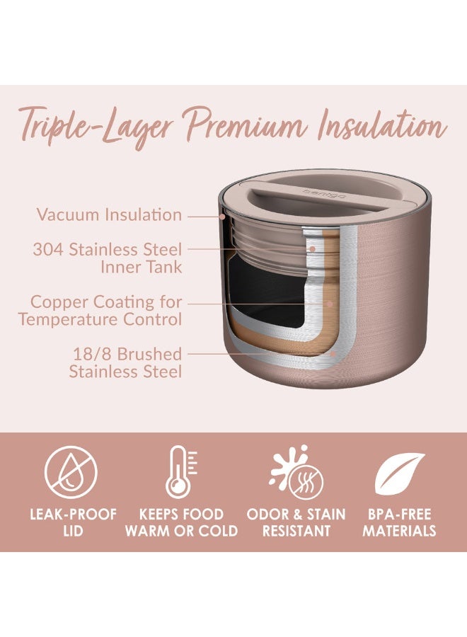 Bentgo Stainless Steel Insulated Food Container Rose Gold, 19 oz Leak-Proof Thermal Lunch Jar for Hot & Cold Meals, BPA-Free - Image 3