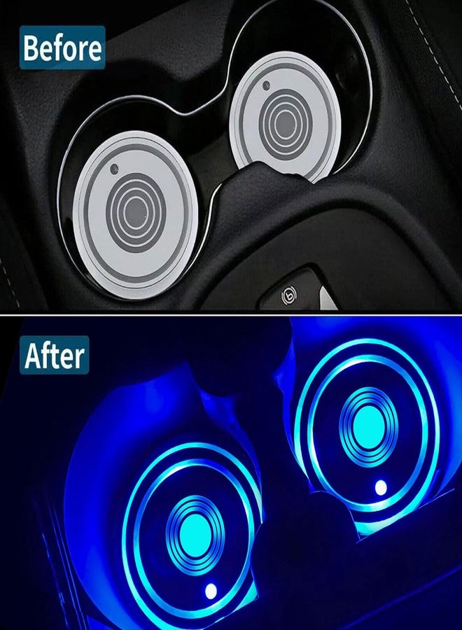 LEDCARE LED Car Cup Holder Lights, 7 Colors Changing USB Charging Mat Waterproof Cup Pad, LED Interior Atmosphere Lamp Decoration Light Inside Car Lighting Accessories (2pcs) - Image 4