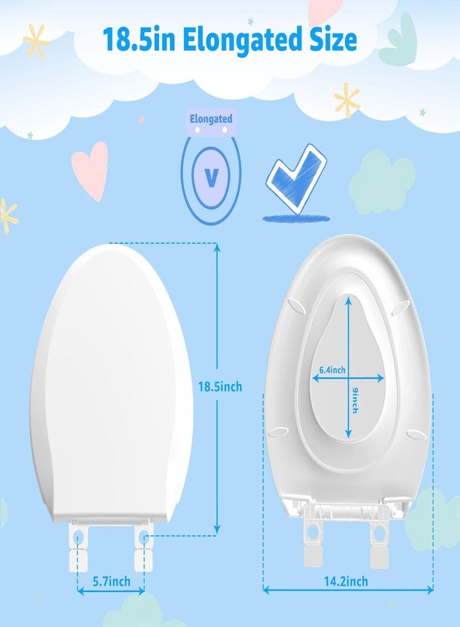 Huttdmel Elongated Toilet Seat with Toddler Seat Built In,2 in 1 Adult & Child, Soft Close, Magnetic Child Seat,Top & Bottom Mount,Never Loosen Hinges, Fits Standard Elongated Toilets 18.5'', White - Image 5
