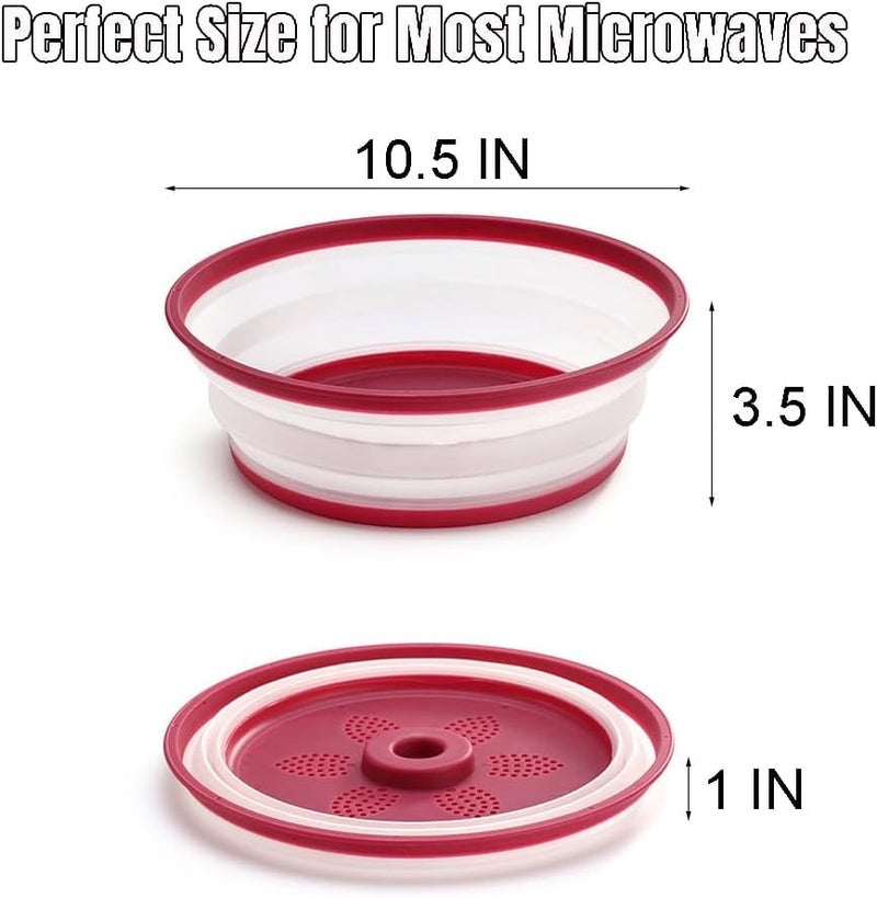 EZYHOME Microwave Splatter Cover, Collapsible and Reusable Food Cover, Ventilated Foldable Microwave Splash Proof Dining Plate Cover, Multi-Purpose Colander Kitchen Gadget for Meal Prep BPA-Free - Image 3