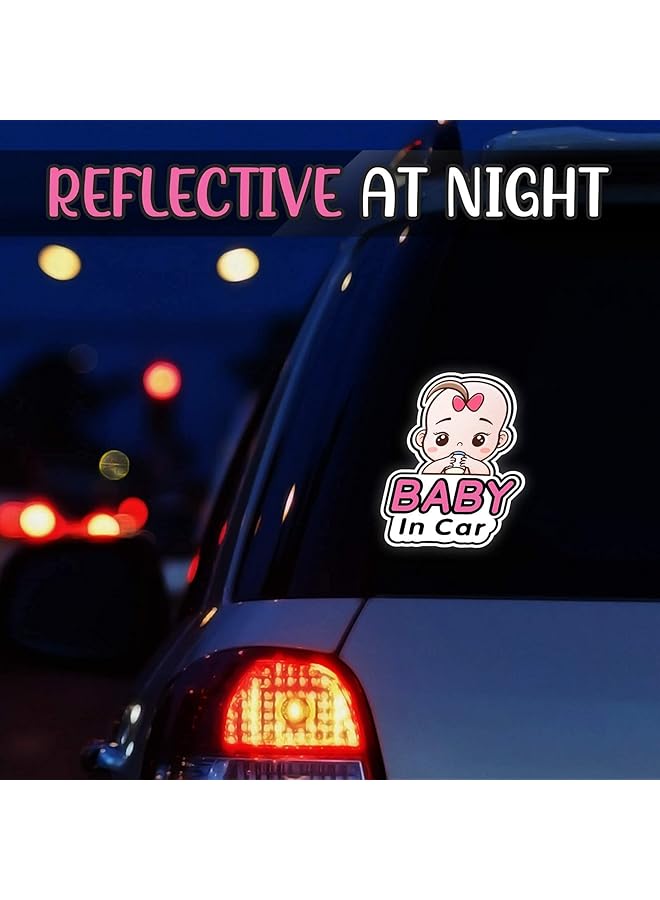 erorex Baby In Car Stickers Sign And Decal For Girl 2 Pieces Baby Car Sticker Removable Safety Sticker Notice Board Cute Baby Window Car Sticker On Board Stickers - Image 2