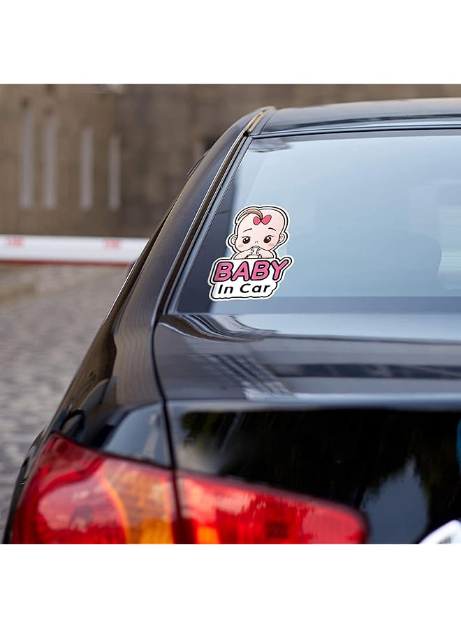 erorex Baby In Car Stickers Sign And Decal For Girl 2 Pieces Baby Car Sticker Removable Safety Sticker Notice Board Cute Baby Window Car Sticker On Board Stickers - Image 3