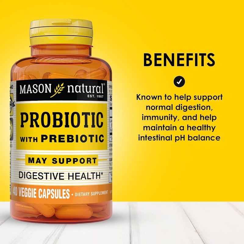 Mason Natural Probiotic with Prebiotic - 40 Veggie Capsules for Digestive Health - Image 2