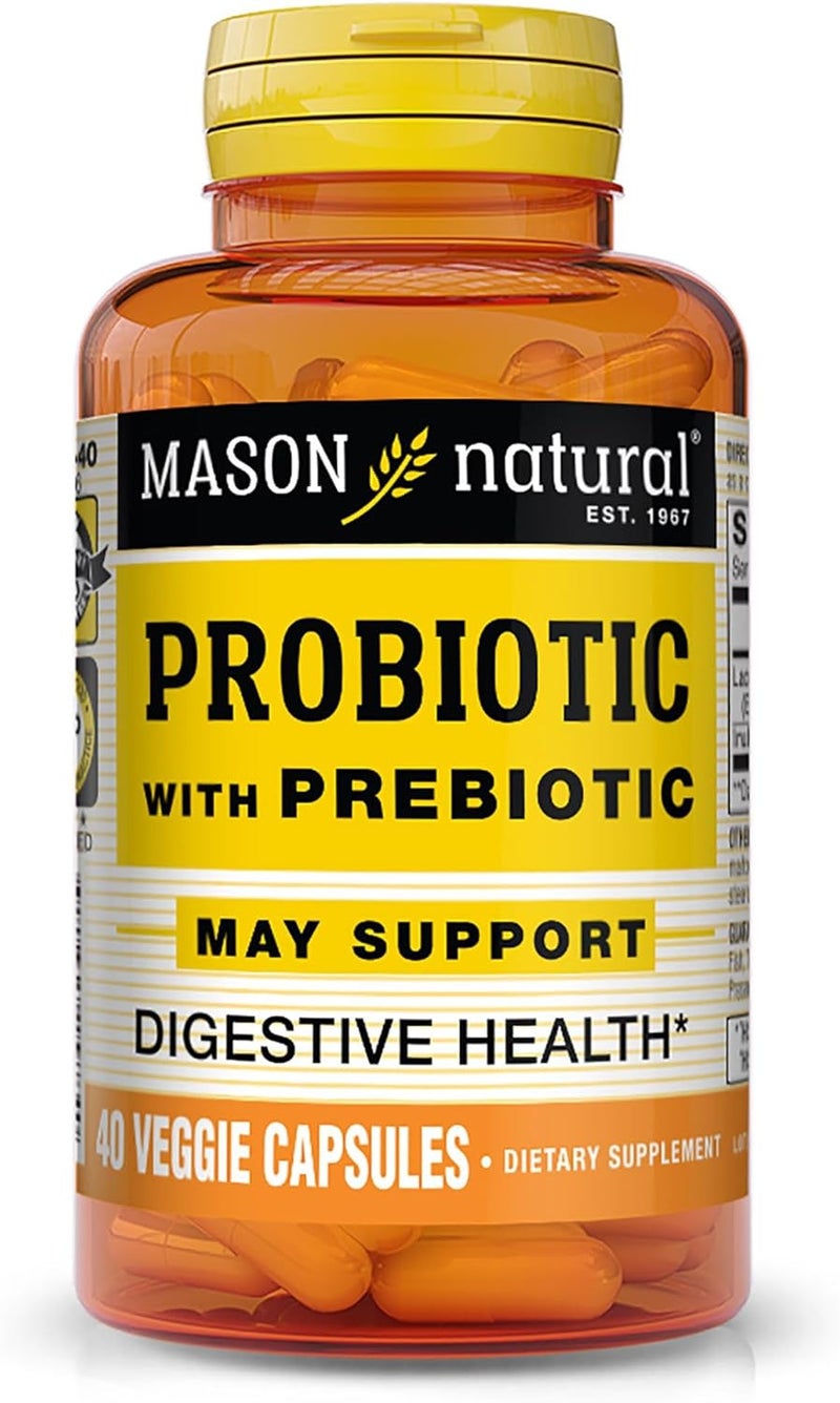 Mason Natural Probiotic with Prebiotic - 40 Veggie Capsules for Digestive Health - Image 1