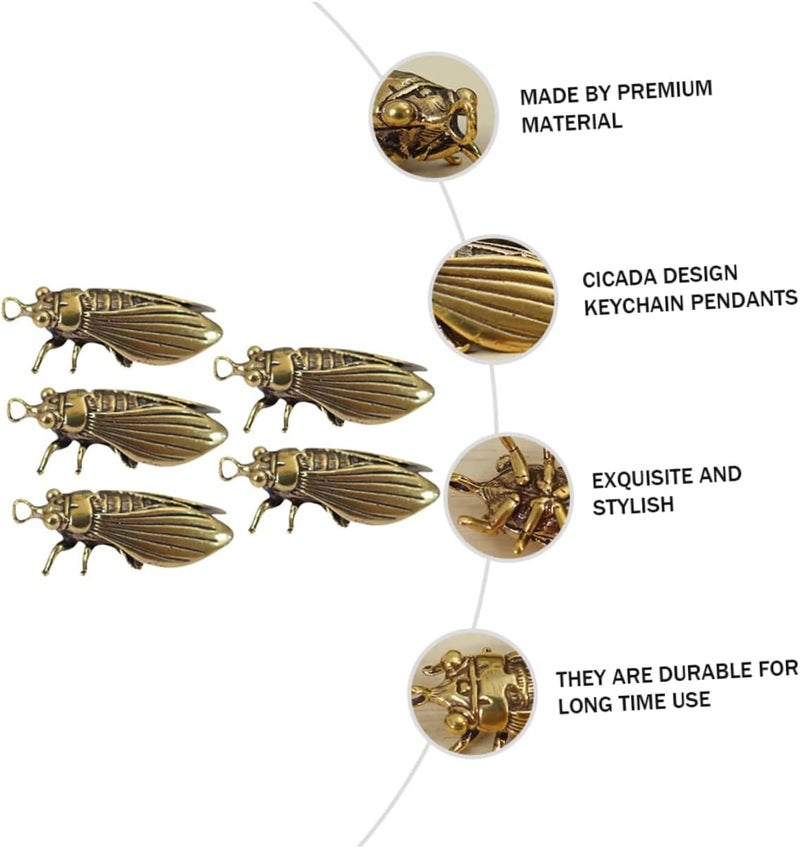 5Pcs Cicada Keychain Stylish Key Pendants for Car Interior Bag Decoration Unique Key Hanging Accessories for Valentine Day Weddings Holidays - Image 2