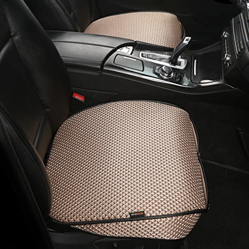Auto Newer Breathable Universal Four Seasons Car Seat Covers, Luxury Car Seat Cushion，Protectors for Front Seat Bottoms,Compatible with 95% Vehicles， Fit for Cars Truck SUV (Gold Beige,2PCS) - Image 1