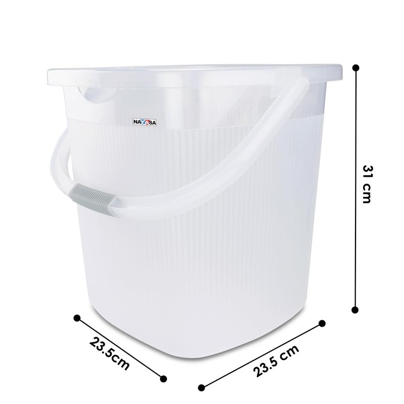 NAYASA مجموعة حمام ناياسا بلاستيكية ريمي 2 قطعة | دلو 18 لتر + كوب 1.5 لتر | مجموعة ملحقات الحمام البلاستيكية | مجموعة الحمام | مجموعة الاستحمام للحمام | شفاف - Image 2