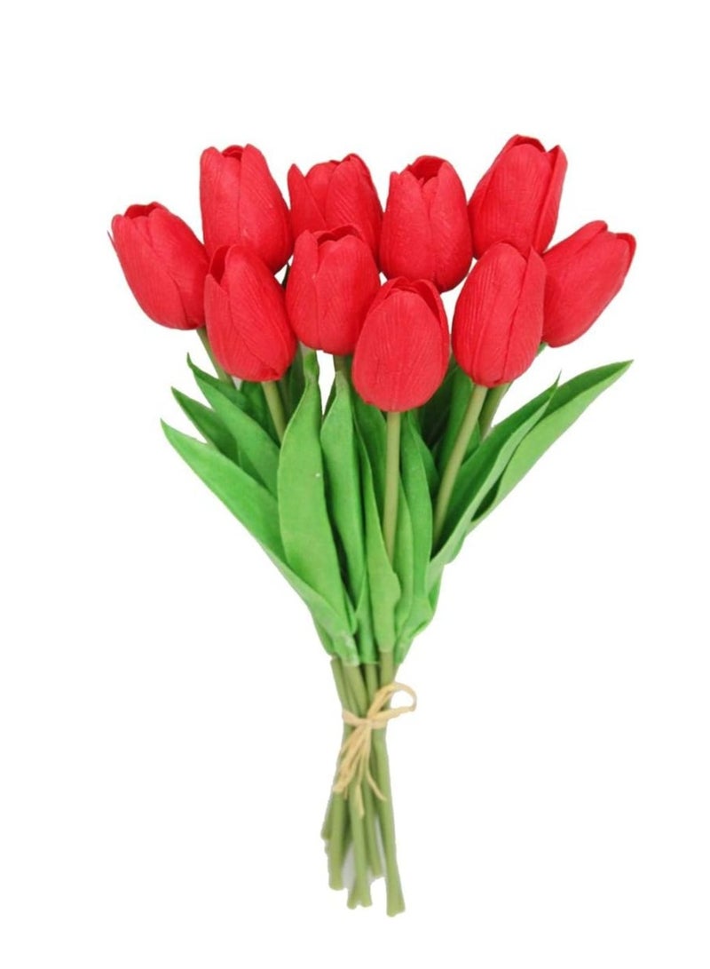 Generic Artificial Tulips For Multiple Occasions - 10 Pieces Red For Special Occasions, Wedding, Engagement And Anniversary  - Image 1