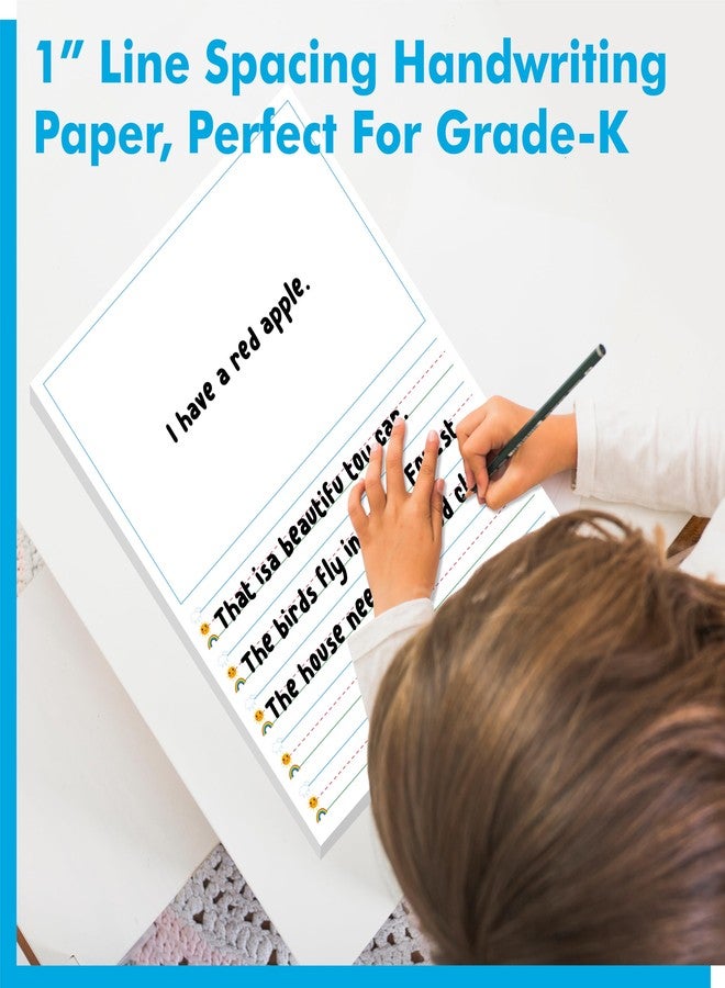 Gethelud 100 Sheets Ruled Writing Paper, Double-Sided Printing 1” Line Spacing with Blank Area Handwriting Writing Paper with Dotted Lines Practice Paper for Kindergarten Toddlers Kids (8” x 10.6”) - Image 5