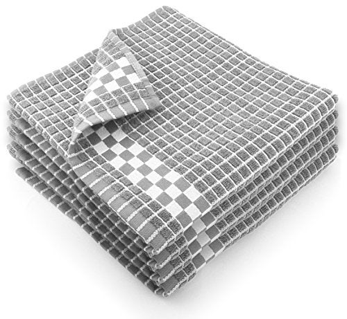 Fecido Classic Dark Kitchen Dish Towels with Hanging Loop - Heavy Duty Absorbent Dish Clothes - European Made 100% Cotton Tea Towels - Set of 4, Silver Gray - Image 3