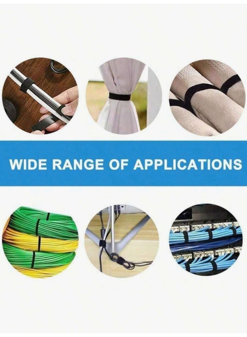 HPRT 1 Roll 500cm Cable Management Velcro Tape, Reusable Nylon Hook and Loop Tie, Cut-to-Length Wire Organizer Wrap for Home Office Computer USB Charger Cords (Black) - Image 3