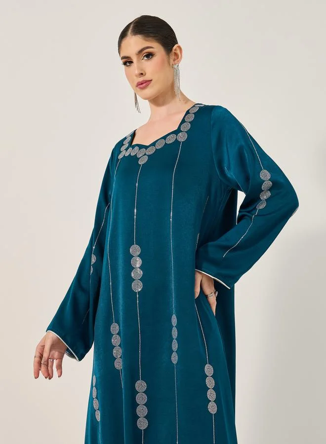 Styli Styli Embellished Satin Sweetheart A-Line Jalabyia
