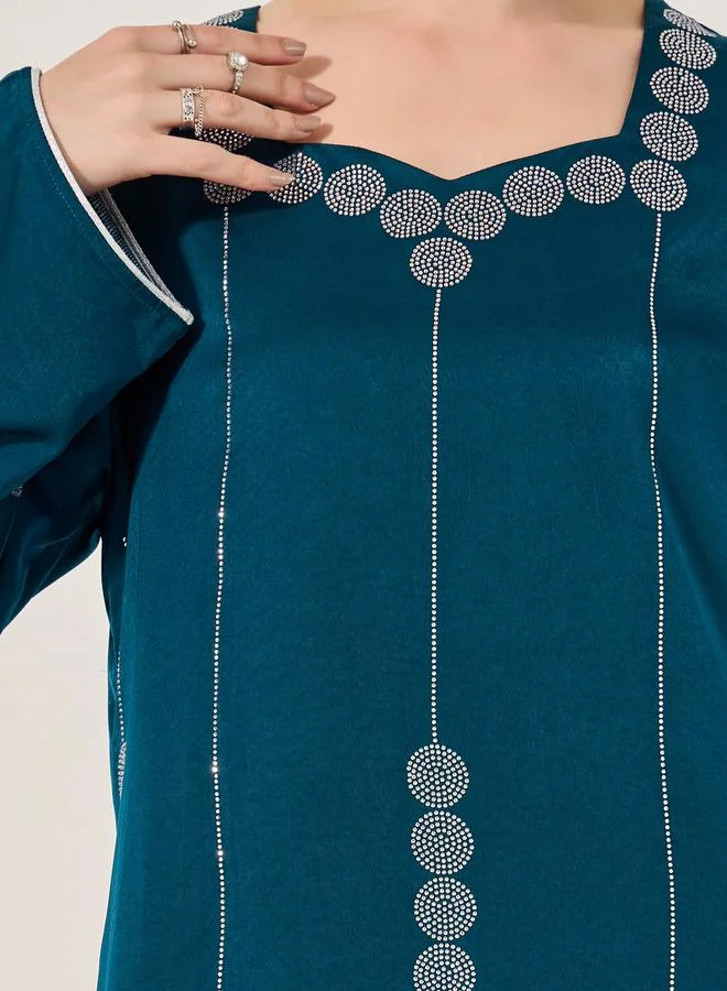 Styli Styli Embellished Satin Sweetheart A-Line Jalabyia