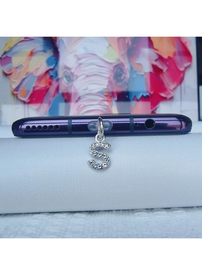 Diamond Letter S Phone Dust Plug For IPhone 5 To 14 Interface Ideal Gift - Image 1