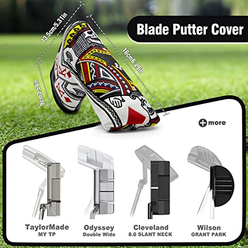 BAIRBRE Golf Putter Covers Blade Putter Headcover Poker Diamond King Blade Putter Cover with Magnetic Closure Leather Golf Headcover for Most Brands - Image 5