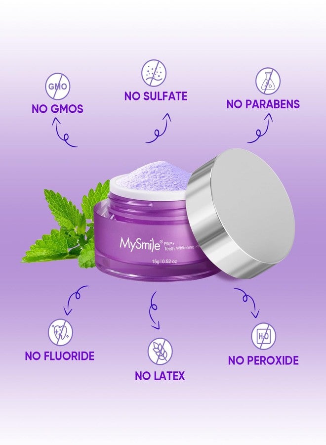 MySmile Pap Natural Mint Non-Sensitive Teeth Whitening Powder Cavity Prevention Little Foam for Cleaning Tooth Fresh Breath Care Oral Alternative Fluoride Free Toothpaste -1.04 oz (Bright Purple) - Image 2