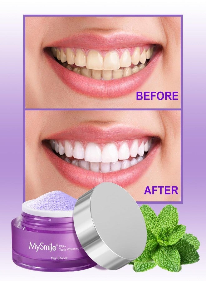 MySmile Pap Natural Mint Non-Sensitive Teeth Whitening Powder Cavity Prevention Little Foam for Cleaning Tooth Fresh Breath Care Oral Alternative Fluoride Free Toothpaste -1.04 oz (Bright Purple) - Image 3