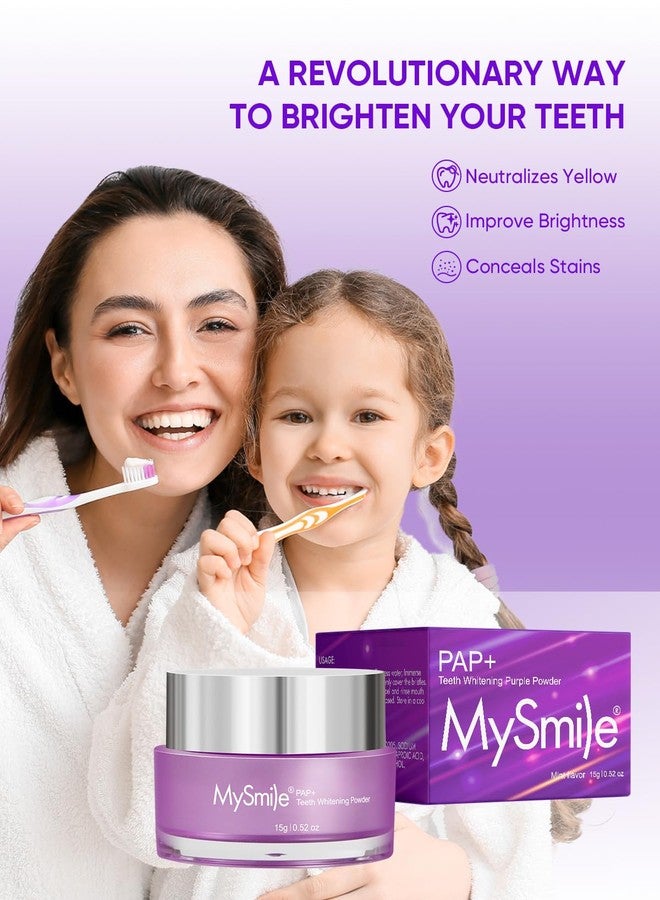 MySmile Pap Natural Mint Non-Sensitive Teeth Whitening Powder Cavity Prevention Little Foam for Cleaning Tooth Fresh Breath Care Oral Alternative Fluoride Free Toothpaste -1.04 oz (Bright Purple) - Image 4