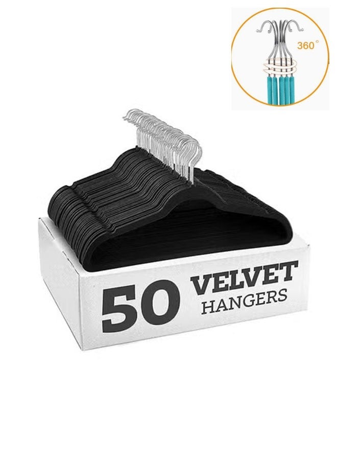 Bukela 50 Pack Luxury Velvet Suit Hangers | 360° Swivel Hook & 10LBS Heavy Duty | Heatproof Non-Slip Design for Arabic Thobe & Abaya  - Image 1