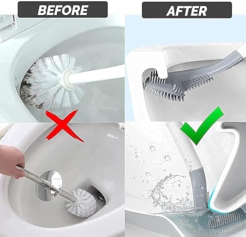 Ardith 1pc Toilet Brush, Flexible Silicone Toilet Bowl Cleaner Brush with Non-Slip Long Handle, Bendable Golf Head Toilet Brushes for Bathroom Deep Cleaning - Image 4