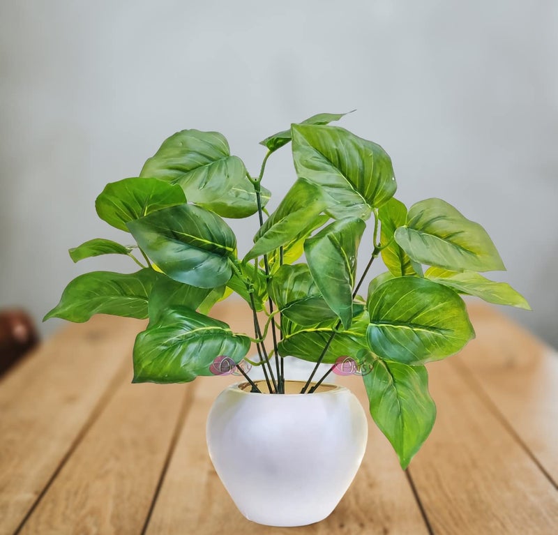 ARTSY® Artificial Plants with Pot for Home Decor, Leaves, Plants for Pot/vase, Home/Office Decor, Gift, Craft, Artificial Flowers with Pot, Combo, Pack of 1 Piece, 35 cm Height, Dark Green - Image 2